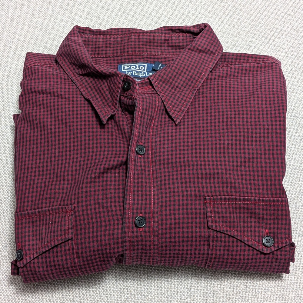 Polo Ralph Lauren XXXL Men's Woodsman Workshirt Red Black Gingham Plaid Button